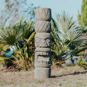 Statue de jardin totem tiki de Polynésie en pierre volcanique 100cm – Pirae