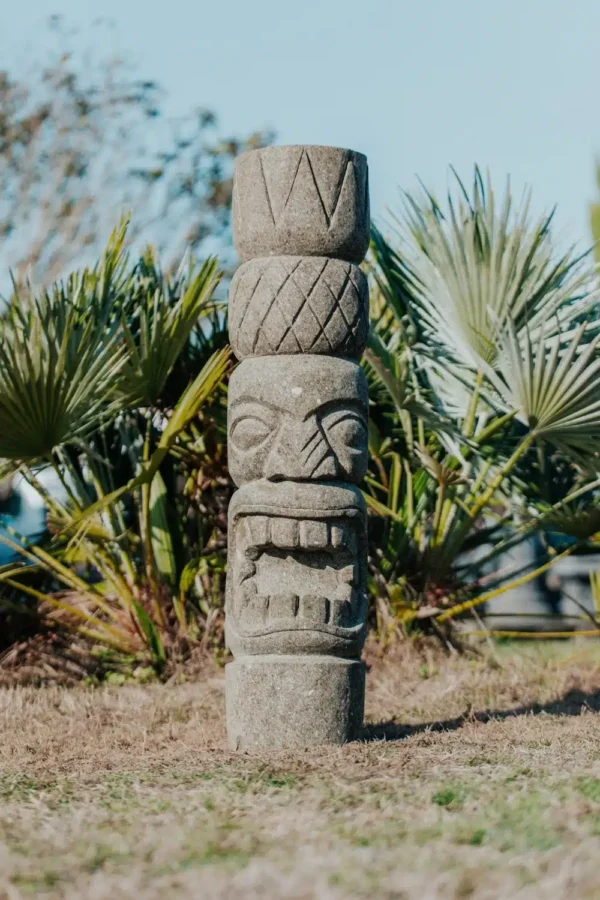 Statue de jardin totem tiki de Polynésie en pierre volcanique 100cm – Pirae – Image 3