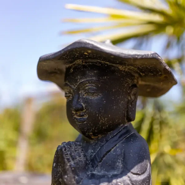 Statue de jardin moine shaolin avec chapeau statuette extérieur 50cm – Image 2