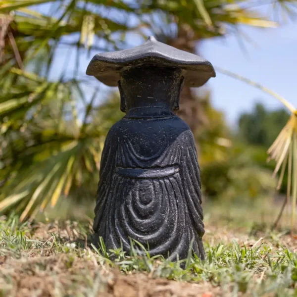 Statue de jardin moine shaolin avec chapeau statuette extérieur 50cm – Image 3