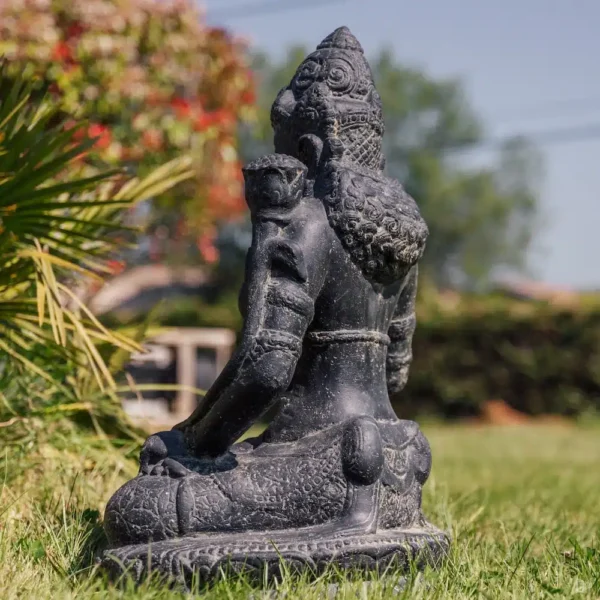 Statue déesse fertilité Dewi assise, extérieur noir antique 73 cm – Image 2