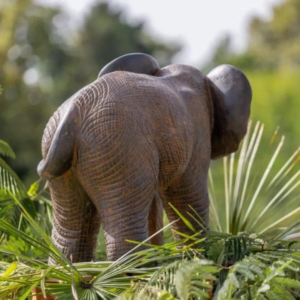 Statue éléphant extérieur en pierre reconstituée noir antique 85 cm – Image 3
