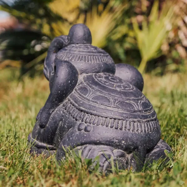 Statue éléphant indien jardin décoration noir 33cm – Image 3