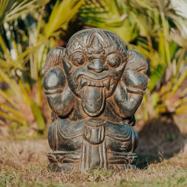 Statue ganesh assis en pierre naturelle noir 50cm – Image 3