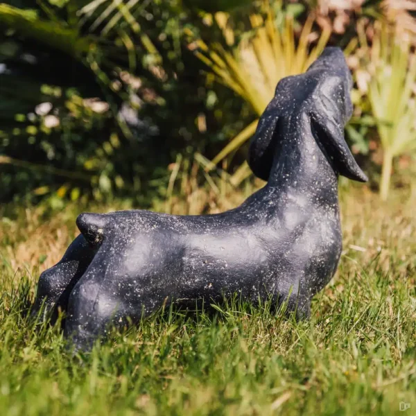 Statue teckel chien dachshund extérieur noir 40cm – Image 3