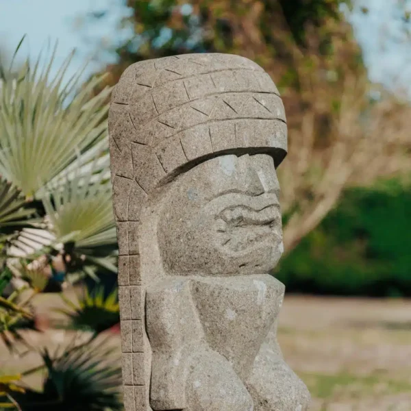 Statue tiki totem en pierre volcanique 100cm – décor polynésien jardin extérieur – Primitif – Image 2