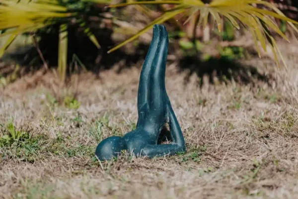 Statue Jardin Salamba Yoga Sarvangasana Chandelle Noir Antique 30cm – Image 4