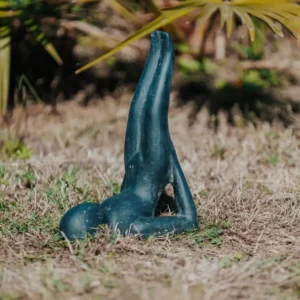 Statue Jardin Salamba Yoga Sarvangasana Chandelle Noir Antique 30cm
