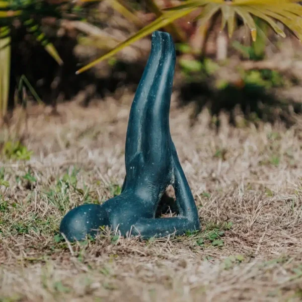 Statue Jardin Salamba Yoga Sarvangasana Chandelle Noir Antique 30cm