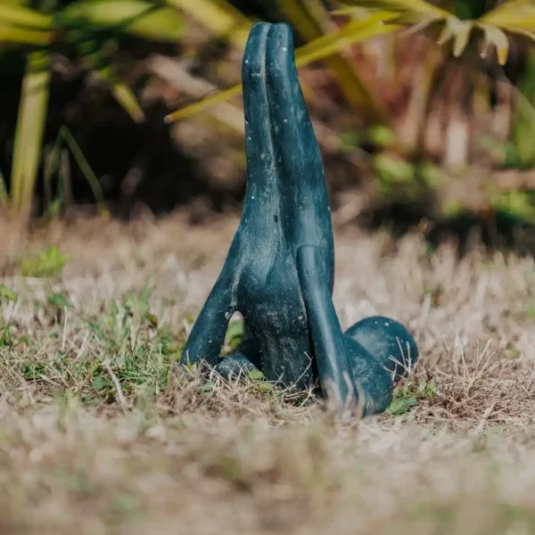 Statue Jardin Salamba Yoga Sarvangasana Chandelle Noir Antique 30cm – Image 2