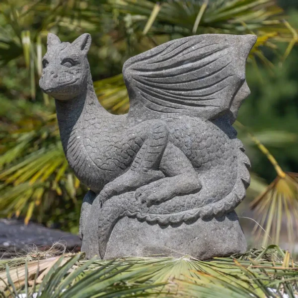 Statue de jardin extérieur dragon en pierre naturelle 70cm