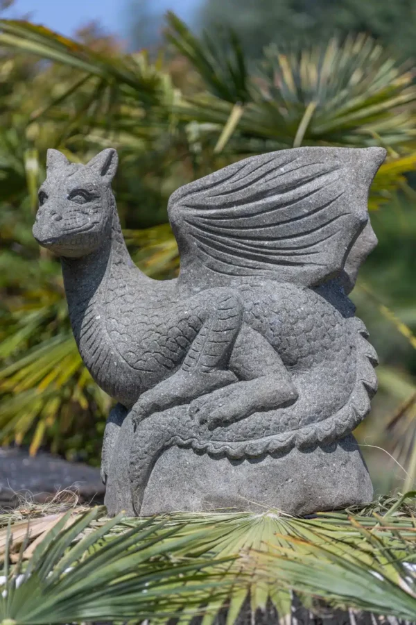 Statue de jardin extérieur dragon en pierre naturelle 70cm – Image 3