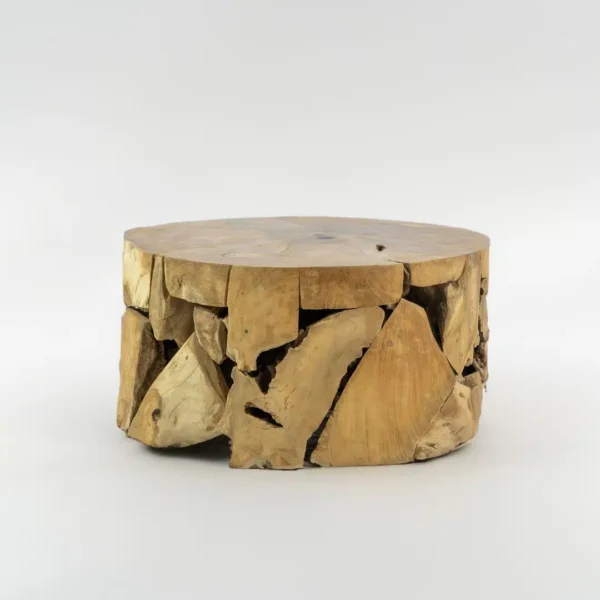 Table basse en bois massif de teck ronde ⌀80cm – Alain