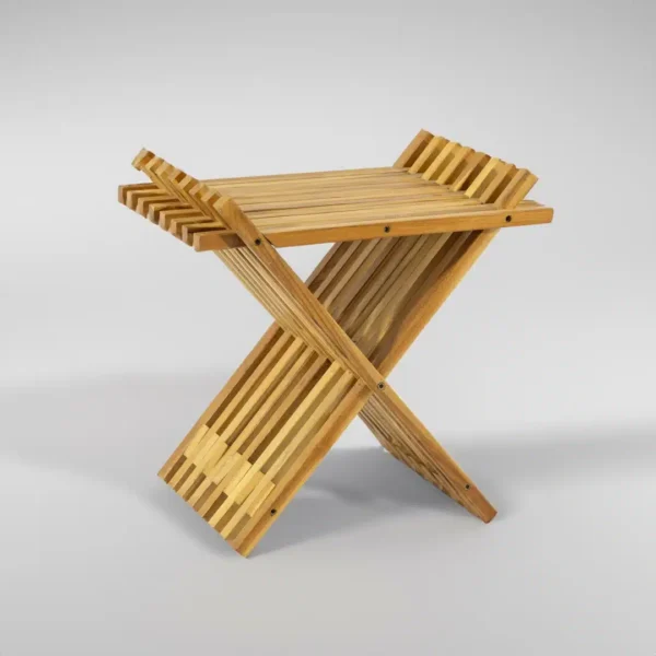 Table de Chevet Pliable Design en Bois Massif de Teck 60cm - Phyl