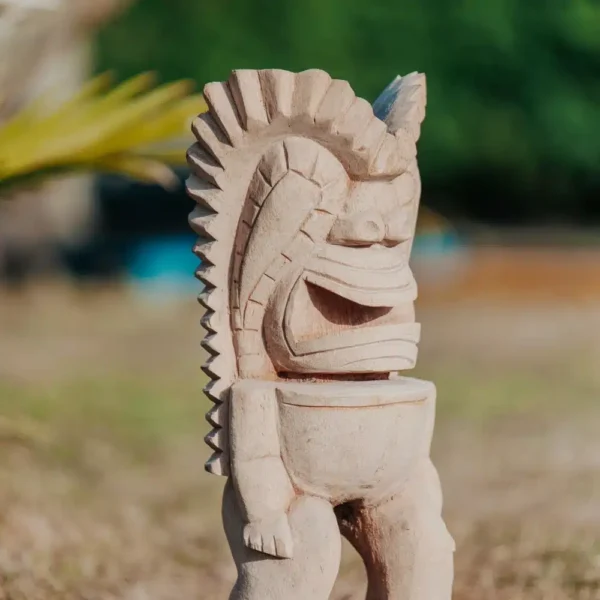 Statue tiki totem de Polynésie, en bois de cocotier 50cm – Bajo – Image 2