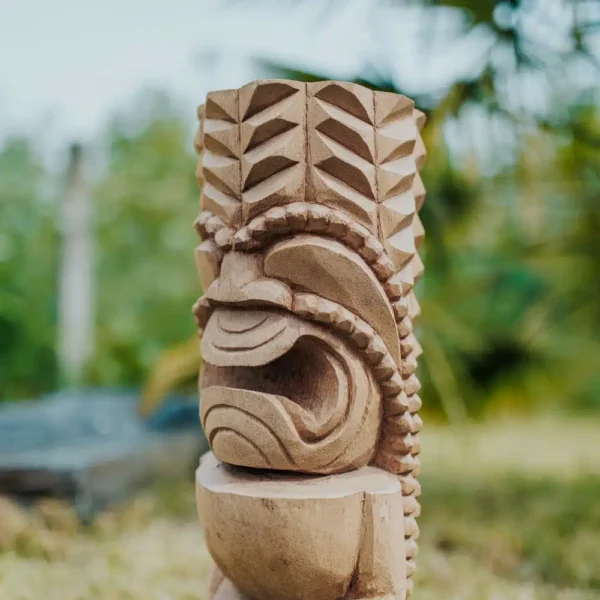 Statue Totem Tiki, en bois de cocotier pour jardin 50cm – Dili – Image 2