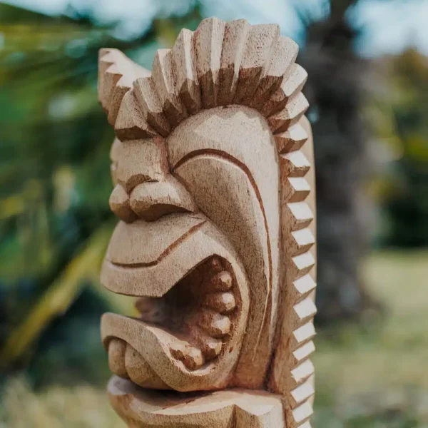 Statue de jardin – totem tiki Polynésie en bois de cocotier 50cm – Timor – Image 2