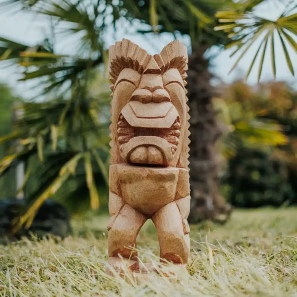 Statue de jardin – totem tiki Polynésie en bois de cocotier 50cm – Timor