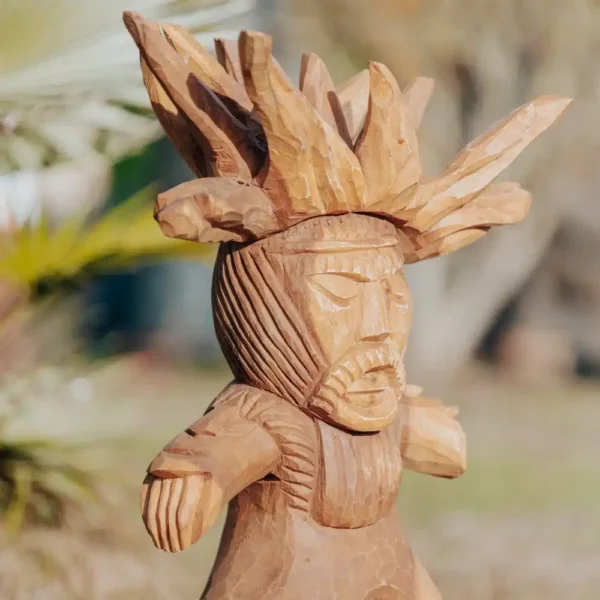 Totem tiki Polynésie en bois de suar 70cm – Gardien – Image 2