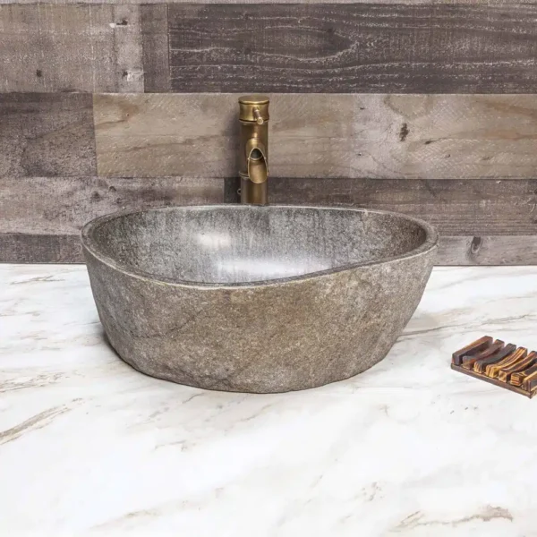 Vasque Lave Main en Pierre de Rivière Naturelle 25cm / 35cm / 40cm / 50cm – Image 3