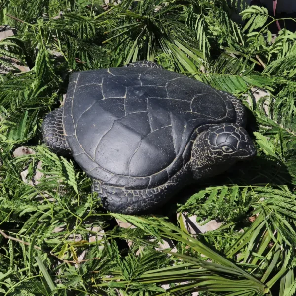 Statue de jardin tortue de mer noir antique 67cm