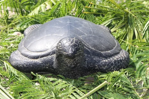Statue de jardin tortue de mer noir antique 67cm – Image 3