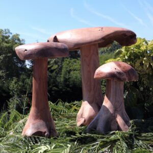 Champignon Décoratif en Bois de Teck pour Jardin 40cm / 50cm / 60cm