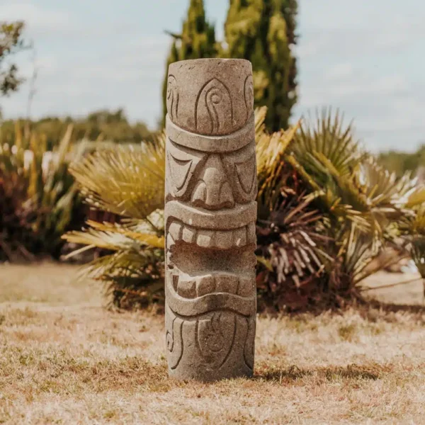 Statue tiki pour jardin extérieur en pierre naturelle 100 cm – Maiao
