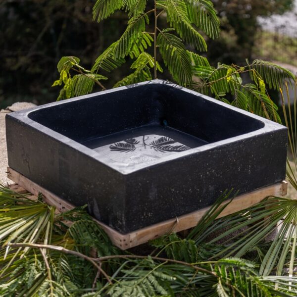 Bassin carré pour fontaine de jardin tête de bouddha noir antique 50/75/100/125 cm- 125 cm – Image 2