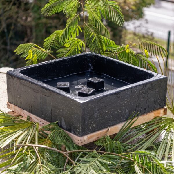 Bassin carré pour fontaine de jardin tête de bouddha noir antique 50/75/100/125 cm- 125 cm – Image 4