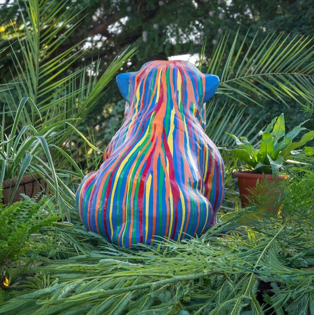 Chien buldog bleu multicolore en pierre reconstituée Statue de 41cm – Image 3