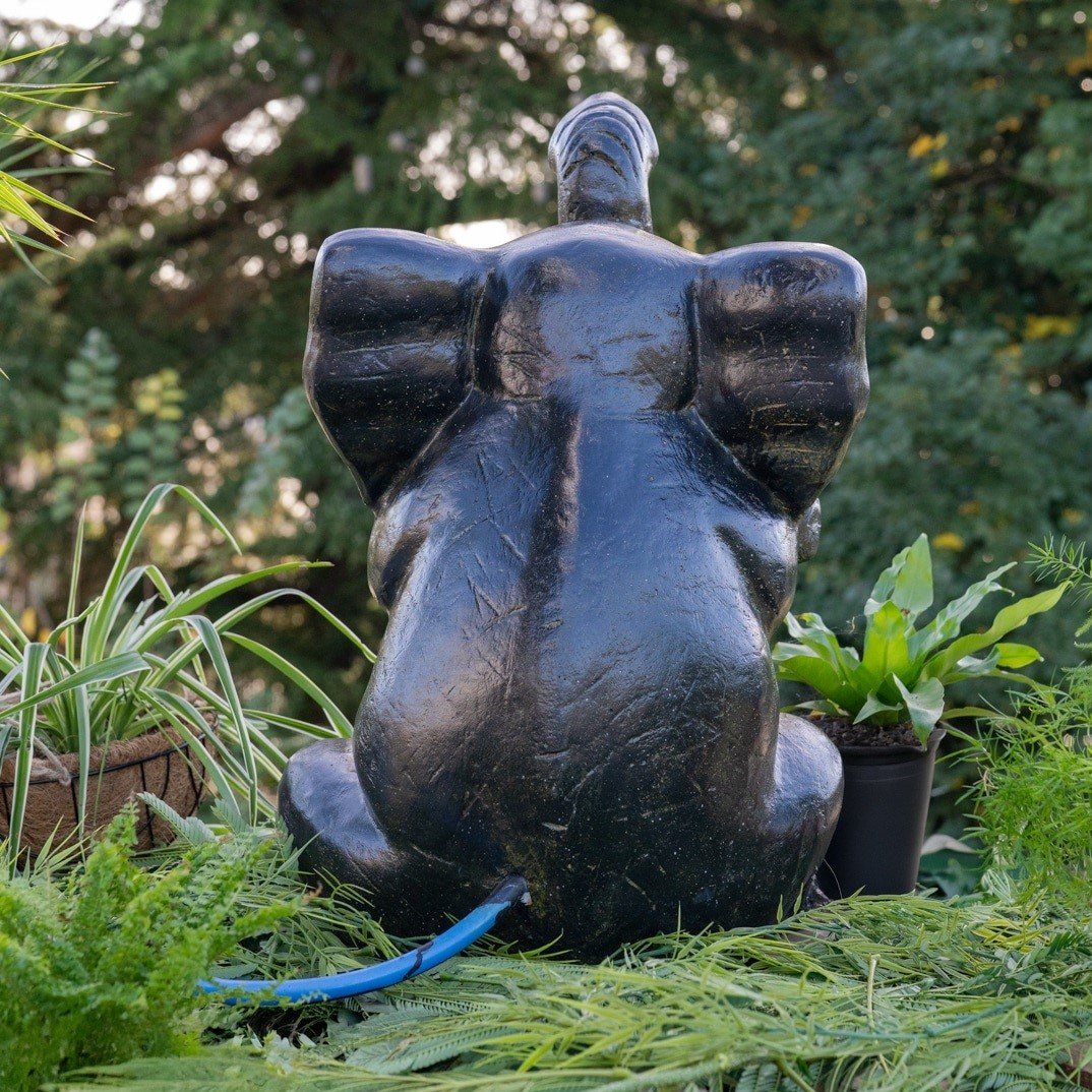 Fontaine éléphant assis noir antique 50cm – Image 4