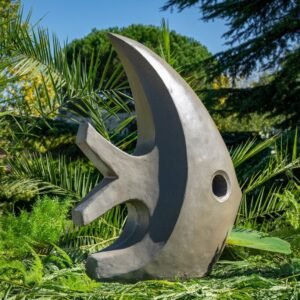 Statue poisson moderne gris T. 51cm (autres tailles et couleurs)