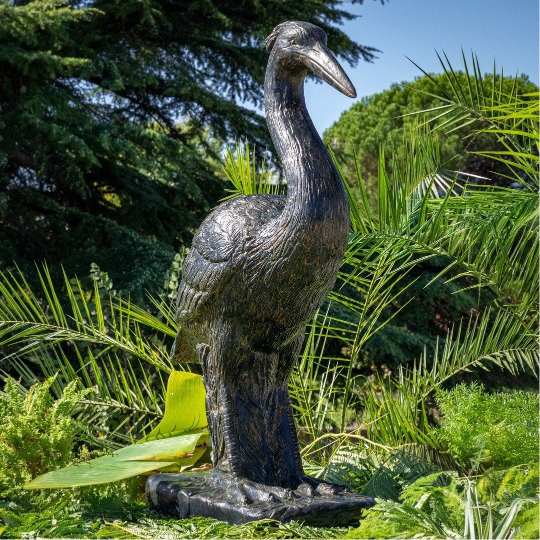 Statue cigogne noire en pierre reconstituée 100 cm – Image 2