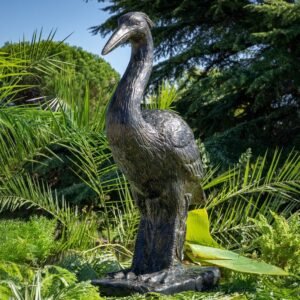 Statue cigogne noire en pierre reconstituée 100 cm