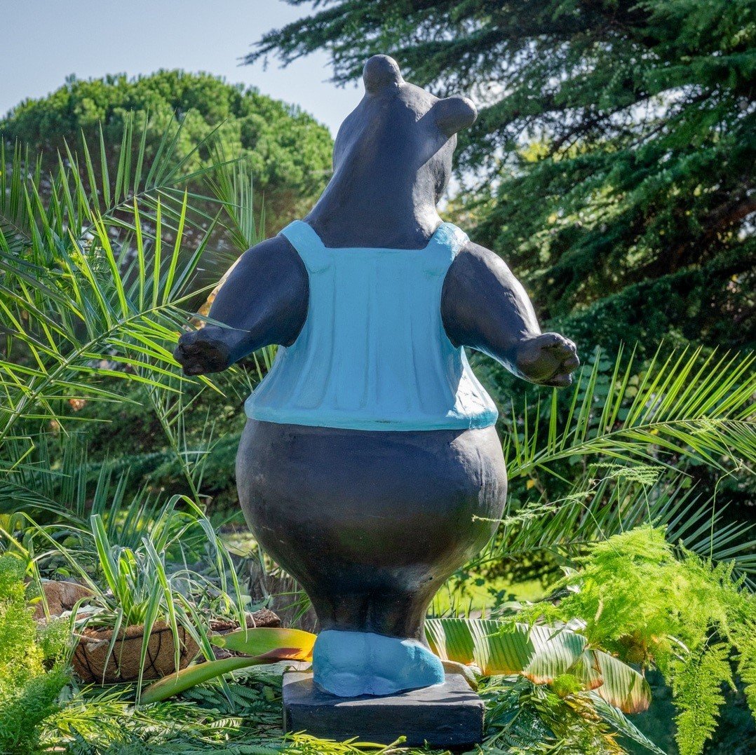 Hippopotame danseuse bleue en pierre reconstituée, statue de 110cm – Image 5