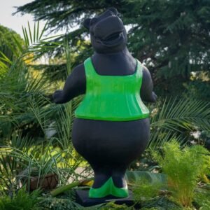 Hippopotame danseuse verte en pierre reconstituée, statue de 110cm